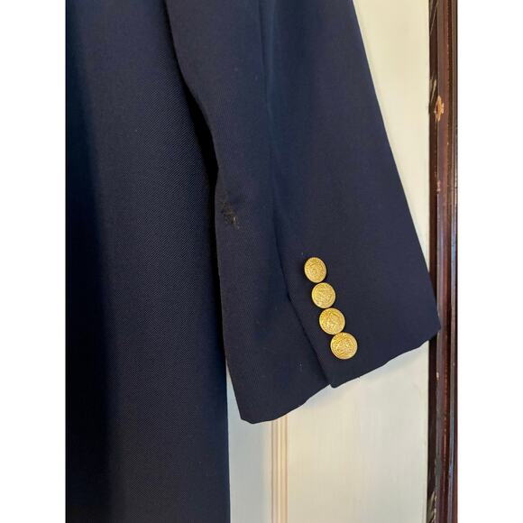 Vintage Navy Blue Wool Oversized Double Breasted Blazer- Size L/XL, Preppy - Picture 4 of 8